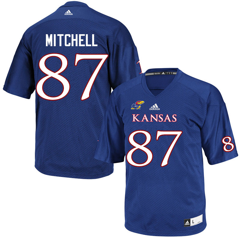 Men #87 Jaden Mitchell Kansas Jayhawks College Football Jerseys Sale-Royal